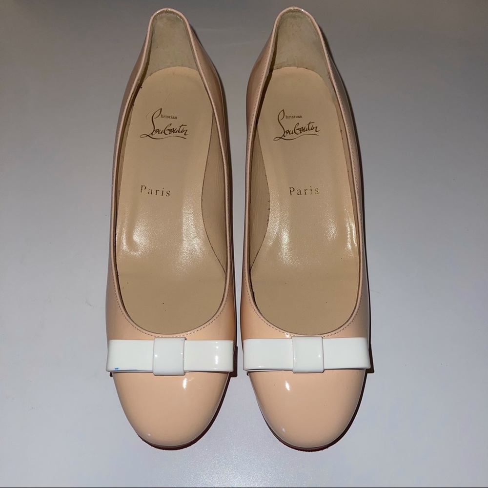 Blush Patent Clear Block Heels